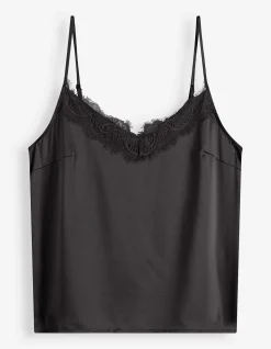 Top - Spitzenbesatz - schwarz