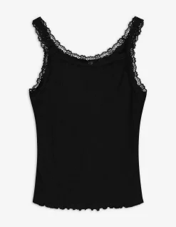 Top - Spitzenbesatz - schwarz