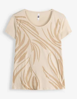 T-Shirt - Allover-Muster - Beige