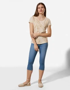T-Shirt - Allover-Muster - Beige