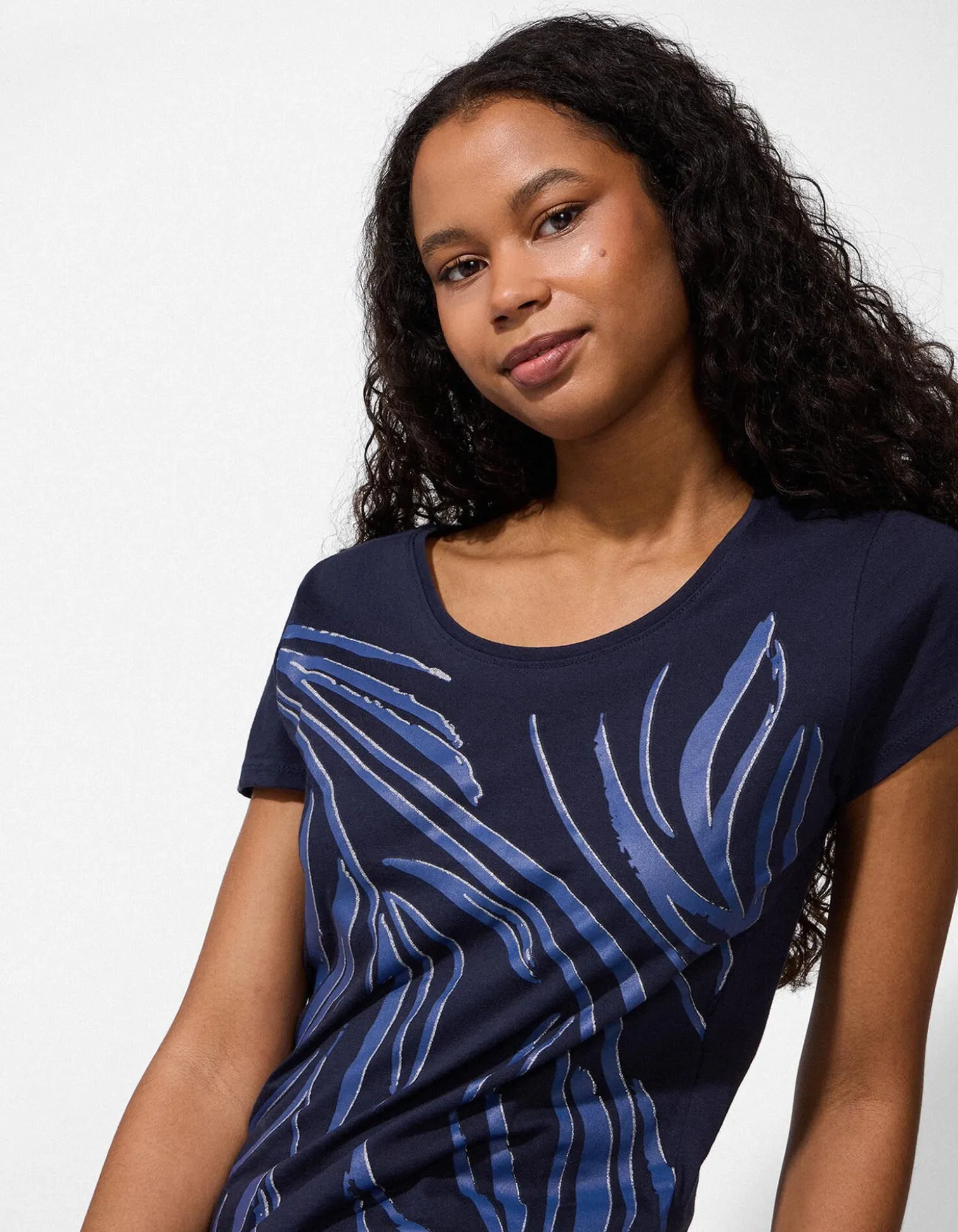 T-Shirt - Allover-Muster - dunkelblau