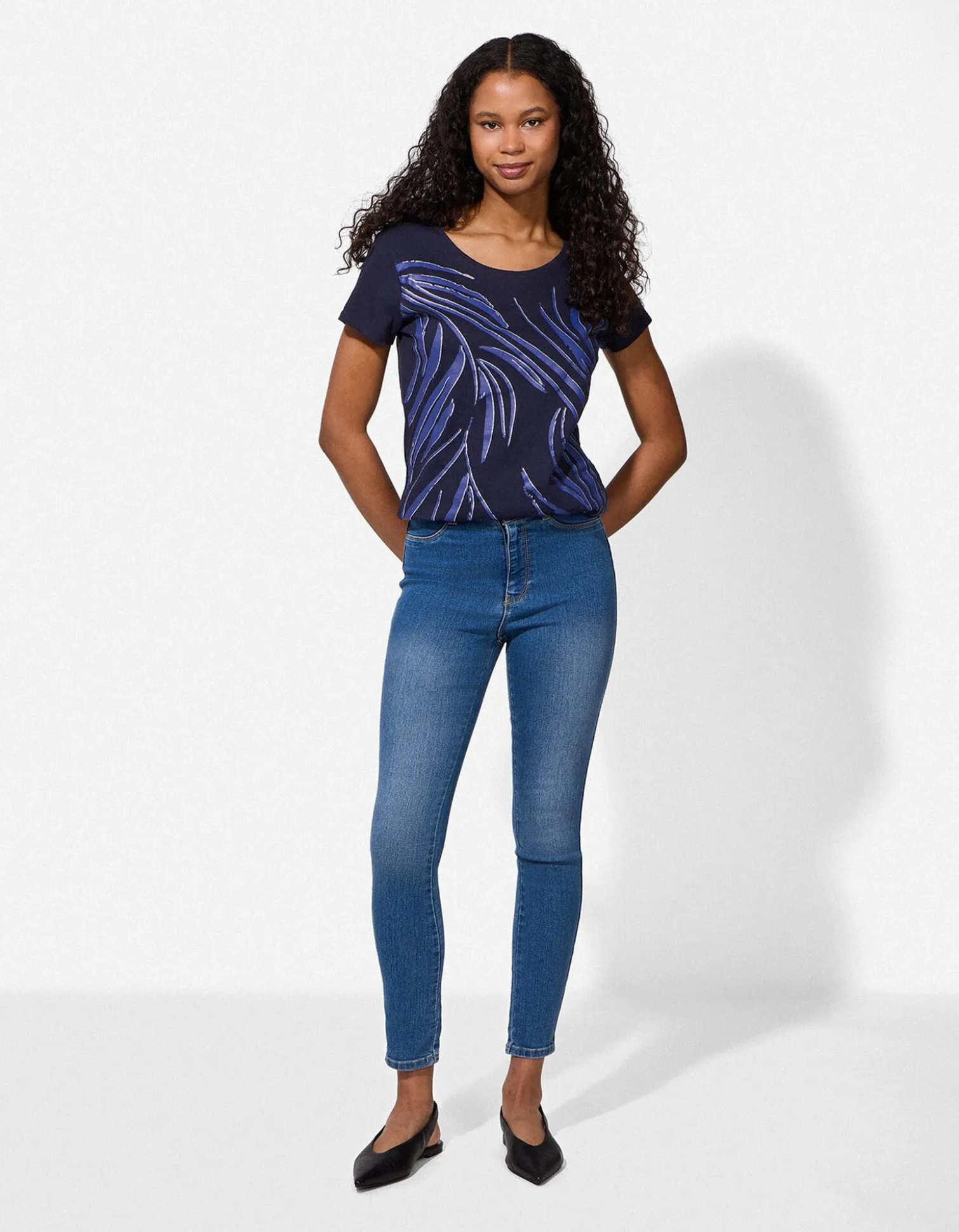 T-Shirt - Allover-Muster - dunkelblau