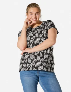 T-Shirt - Allover-Muster - schwarz