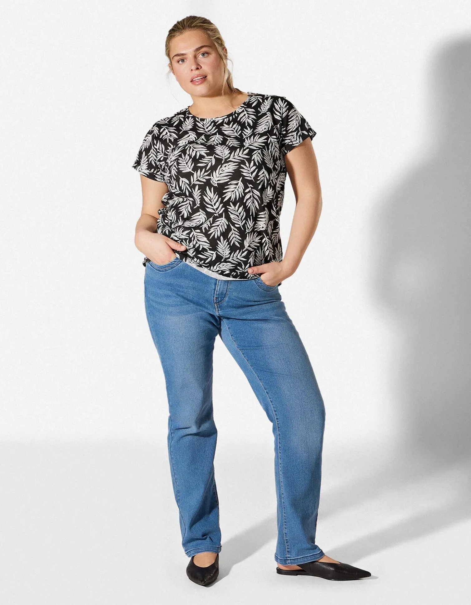 T-Shirt - Allover-Muster - schwarz