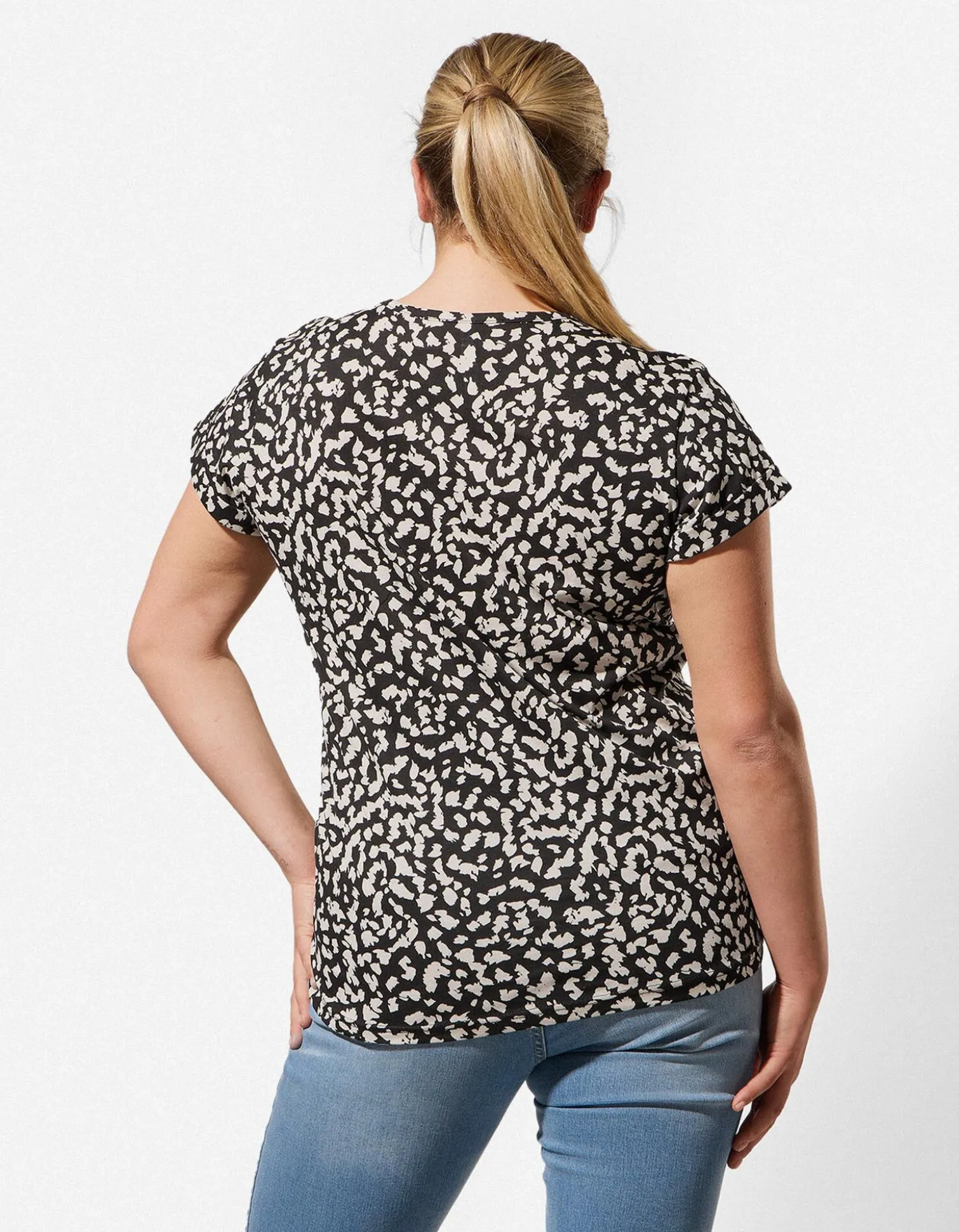 T-Shirt - Allover-Muster - schwarz