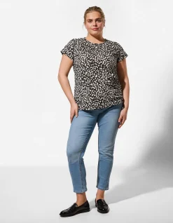 T-Shirt - Allover-Muster - schwarz