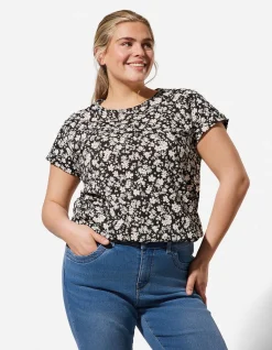 T-Shirt - Allover-Muster - schwarz