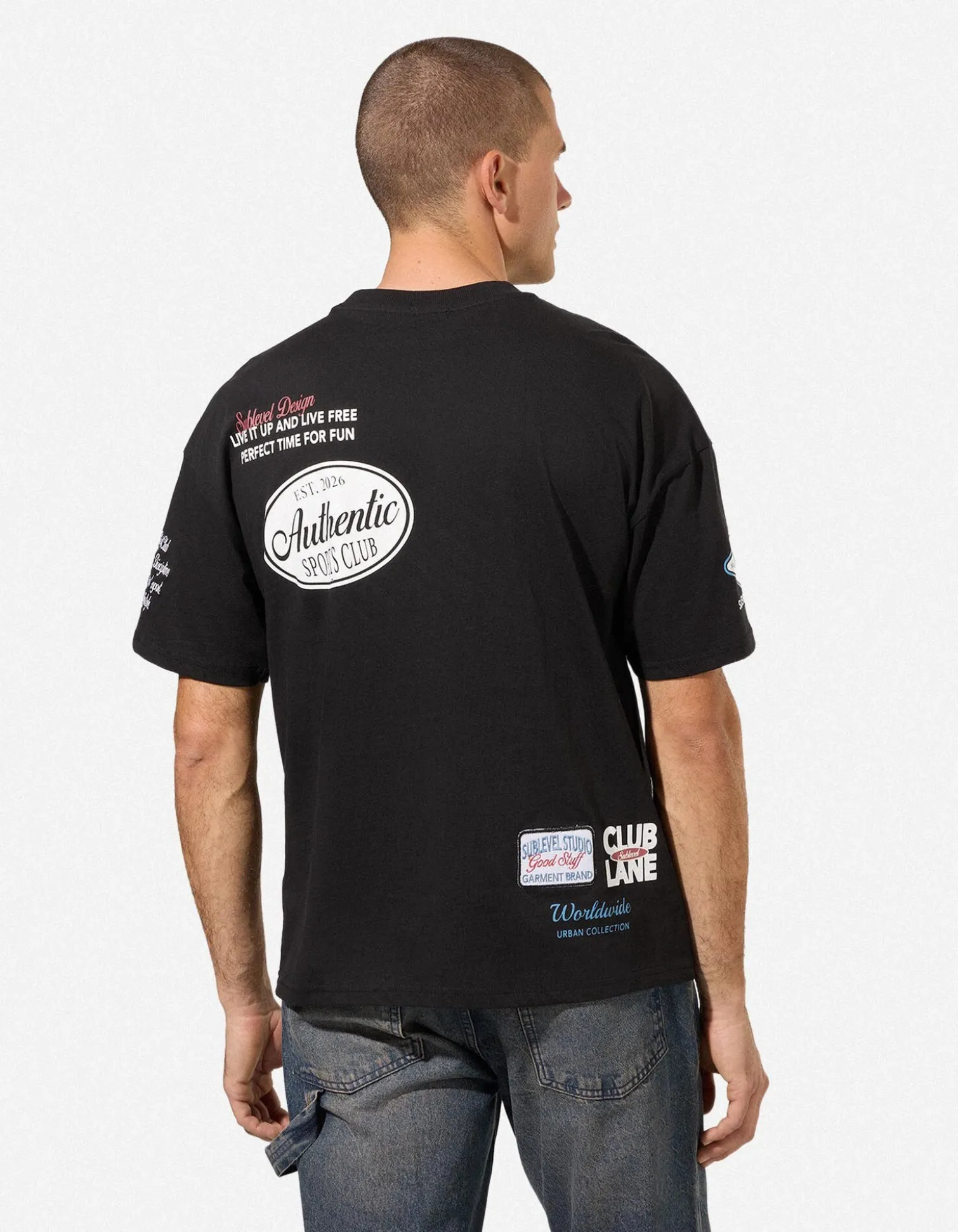 T-Shirt - Allover-Print - schwarz