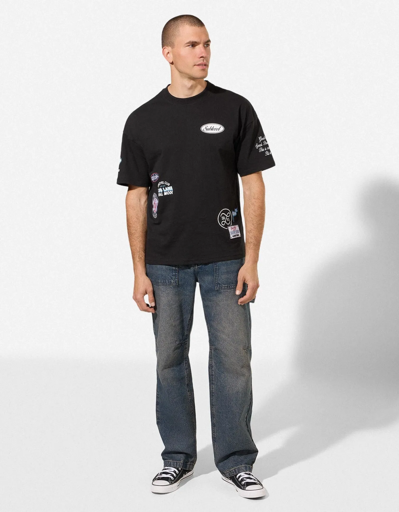 T-Shirt - Allover-Print - schwarz