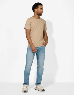 T-Shirt - Brusttasche - beige