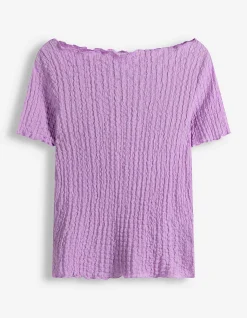 T-Shirt - Carmen-Ausschnitt - lila