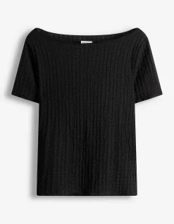 T-Shirt - Carmen-Ausschnitt - schwarz