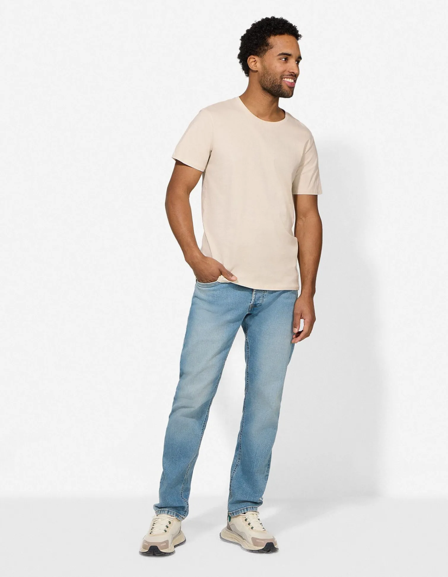 T-Shirt - einfarbig - Beige