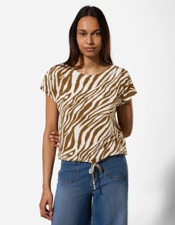 T-Shirt - Florales Muster - braun