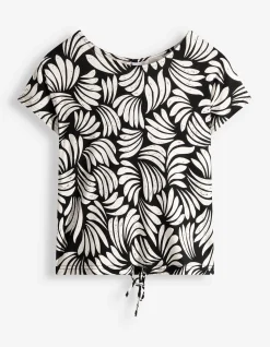 T-Shirt - Florales Muster - schwarz