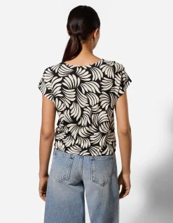 T-Shirt - Florales Muster - schwarz