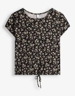 T-Shirt - Florales Muster - schwarz