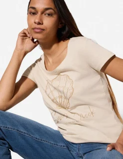 T-Shirt - Glitzerprint - Beige