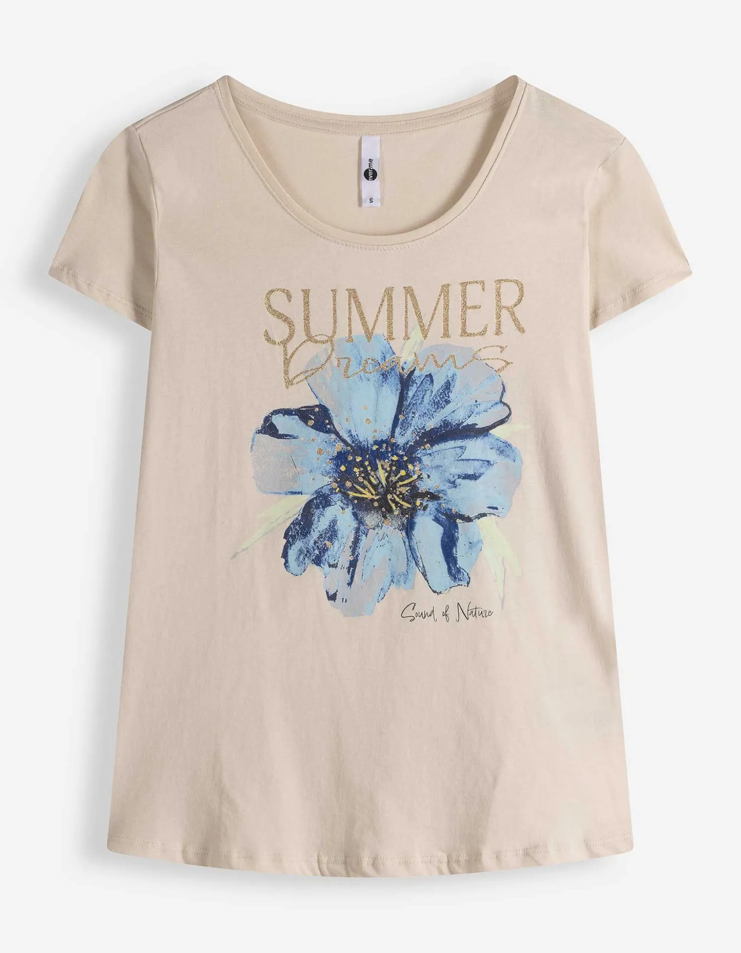 T-Shirt - Glitzerprint - Beige