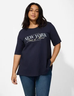 T-Shirt - Glitzerprint - dunkelblau