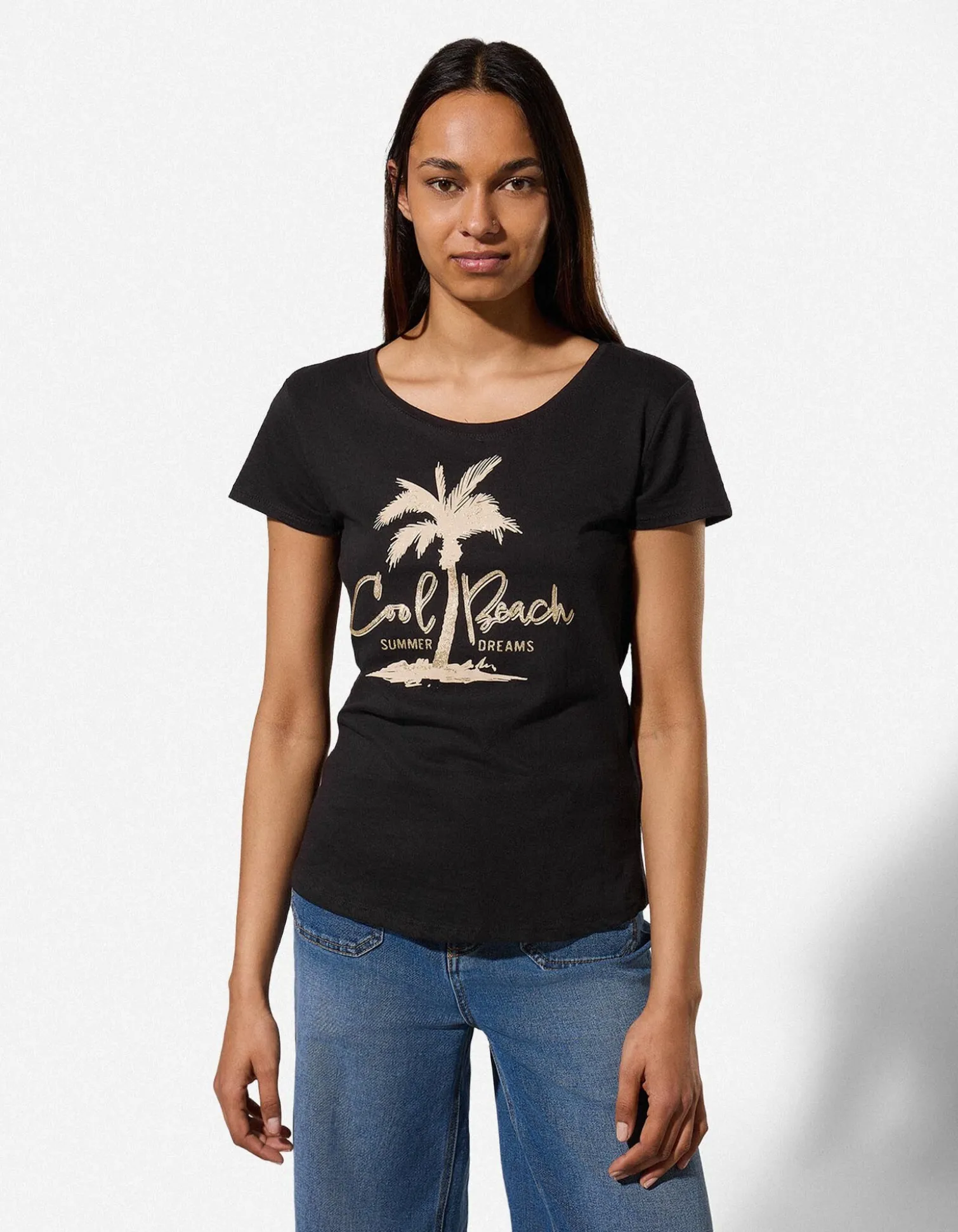 T-Shirt - Glitzerprint - schwarz