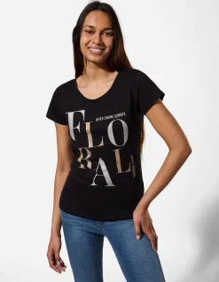 T-Shirt - Glitzerprint - schwarz