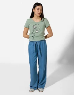 T-Shirt - Glitzerprint - türkis