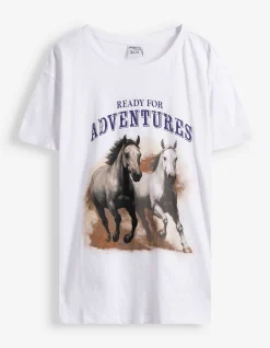 T-Shirt - Glitzerprint - weiß