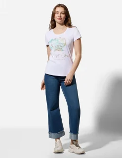 T-Shirt - Glitzerprint - weiß