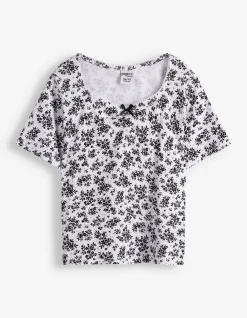 T-Shirt - Herz-Ausschnitt - weiß