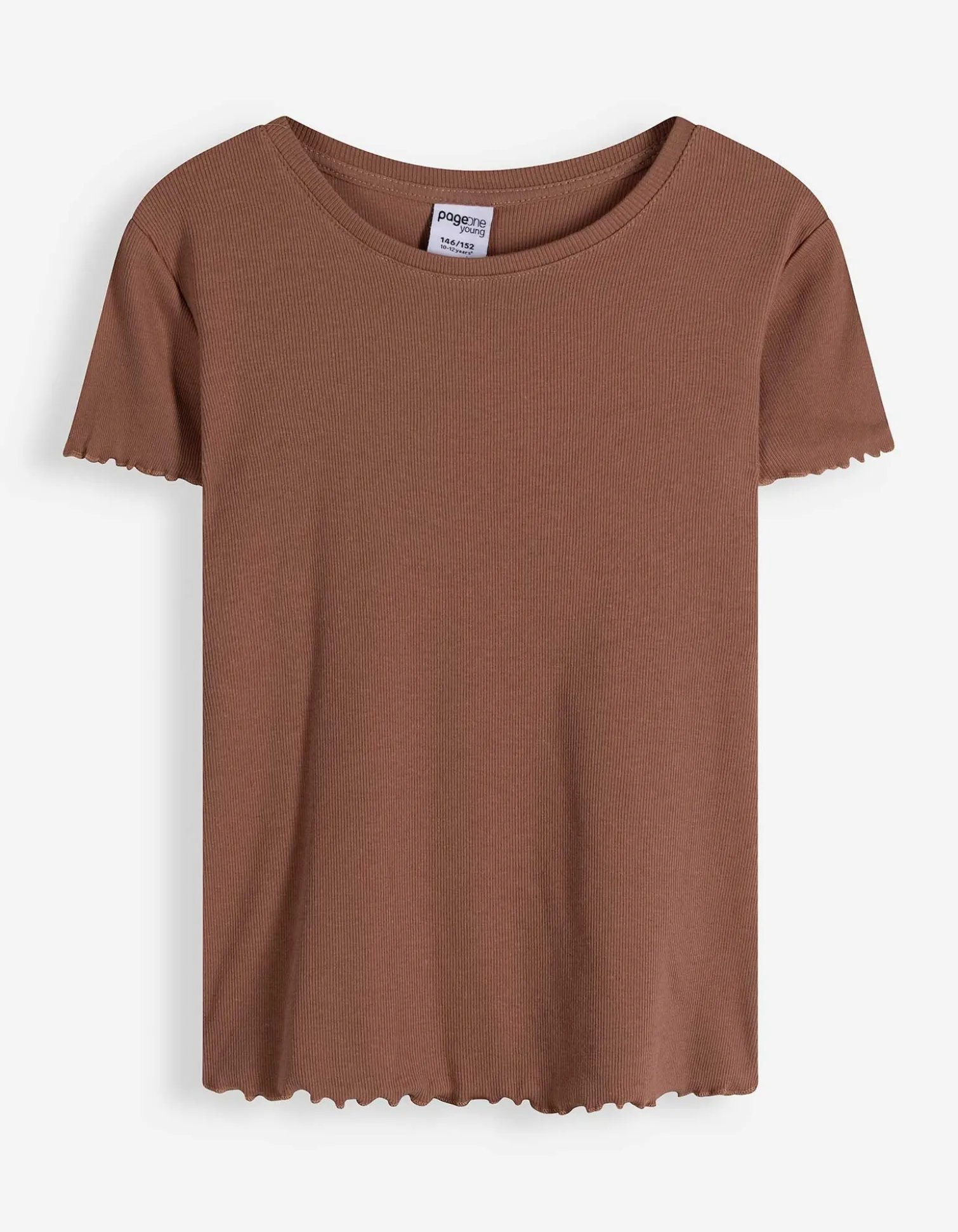 T-Shirt - Muschelsaum - hellbraun