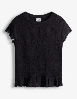 T-Shirt - Muschelsaum - schwarz