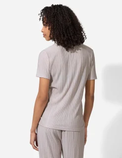 T-Shirt - Plisseefalten - beige
