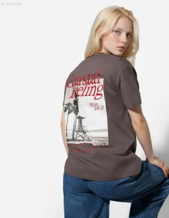 T-Shirt - Rückenprint - dunkelgrau