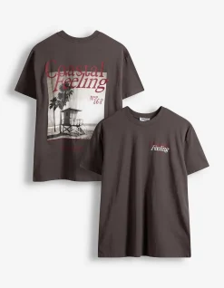 T-Shirt - Rückenprint - dunkelgrau