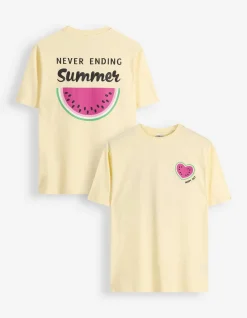T-Shirt - Rückenprint - hellgelb