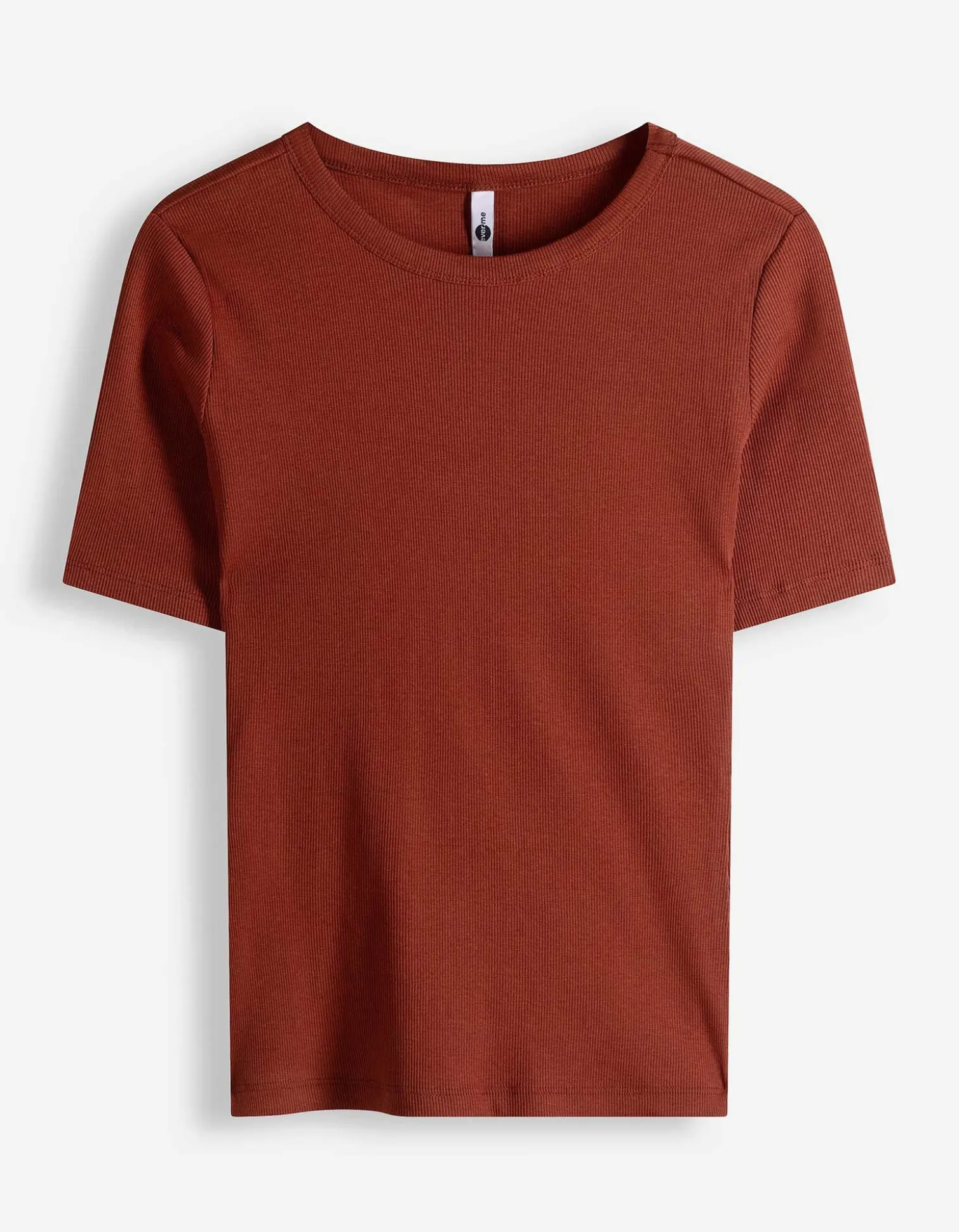 T-Shirt - Rippenstruktur - braun