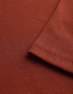 T-Shirt - Rippenstruktur - braun