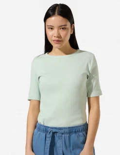 T-Shirt - Rippenstruktur - grün