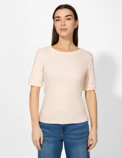 T-Shirt - Rippenstruktur - rosa