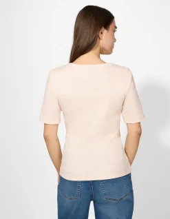 T-Shirt - Rippenstruktur - rosa