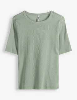 T-Shirt - Rippenstruktur - türkis