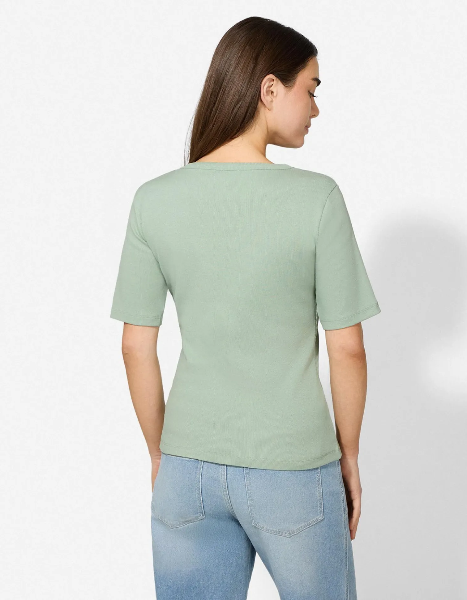 T-Shirt - Rippenstruktur - türkis