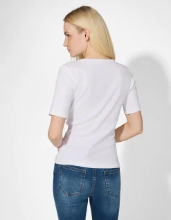 T-Shirt - Rippenstruktur - weiß