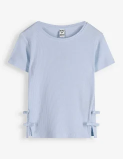 T-Shirt - Schleifenapplikation - hellblau