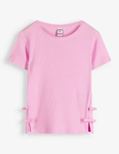 T-Shirt - Schleifenapplikation - rosa