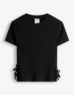 T-Shirt - Schleifenapplikation - schwarz