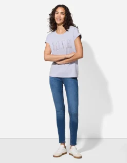 T-Shirt - Stickerei - lila