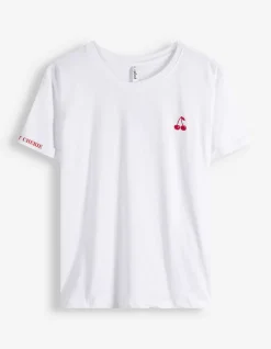 T-Shirt - Stickereien - weiß