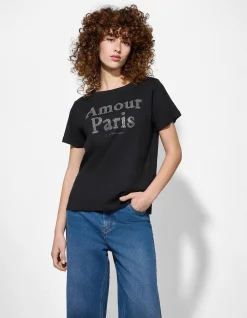 T-Shirt - Strasssteine - schwarz